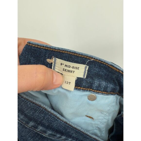 Madewell 9" Mid Rise Skinny Jeans Stretch Denim Medium Blue Wash 32T - Picture 8 of 9